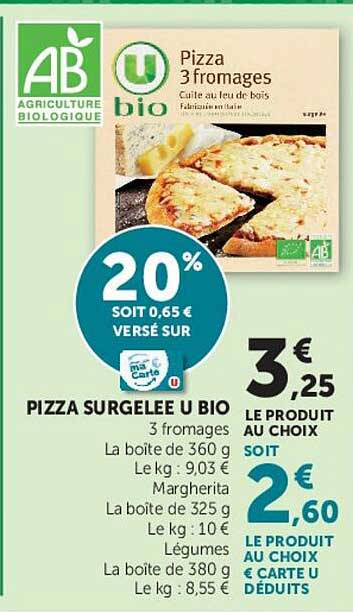 PIZZA SURGELÉE U BIO