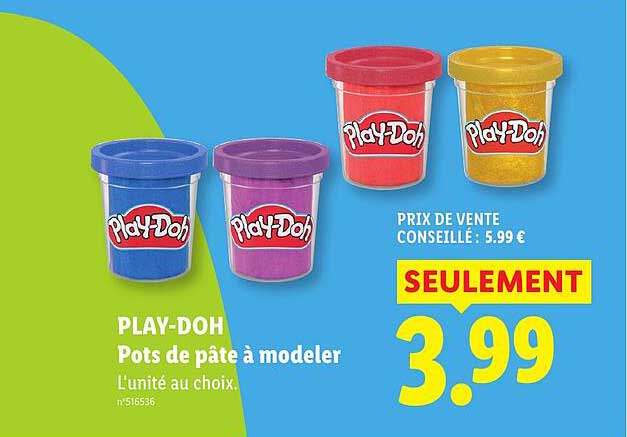 PLAY-DOH Pots de pâte à modeler L'unité au choix.