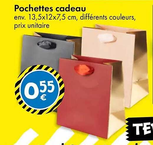 Pochettes cadeau env. 13,5x12x7,5 cm, différents couleurs, prix unitaire