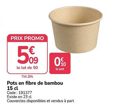Pots en fibre de bambou 15 cl