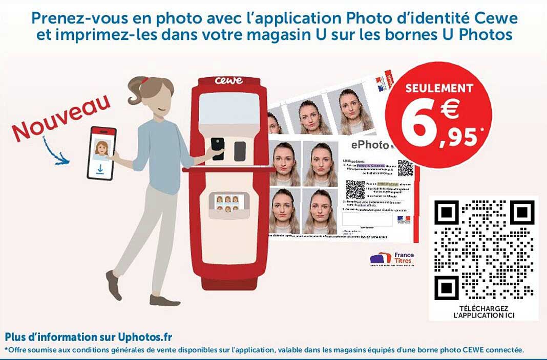 Prenez-vous en photo avec l'application Photo d'identité Cewe et imprimez-les dans votre magasin U sur les bornes U Photos