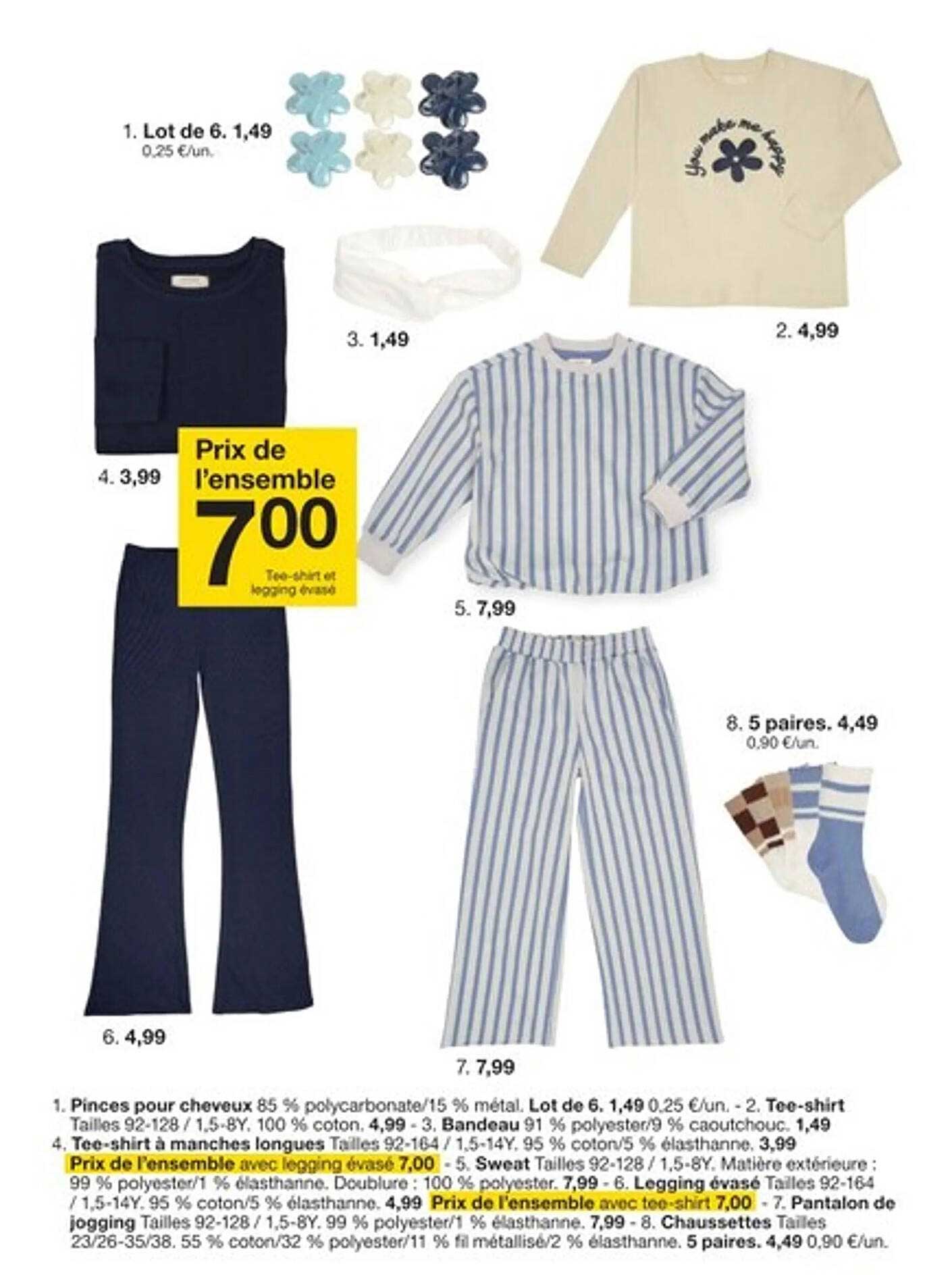 Prix de l'ensemble 7,00 Tee-shirt et legging evase