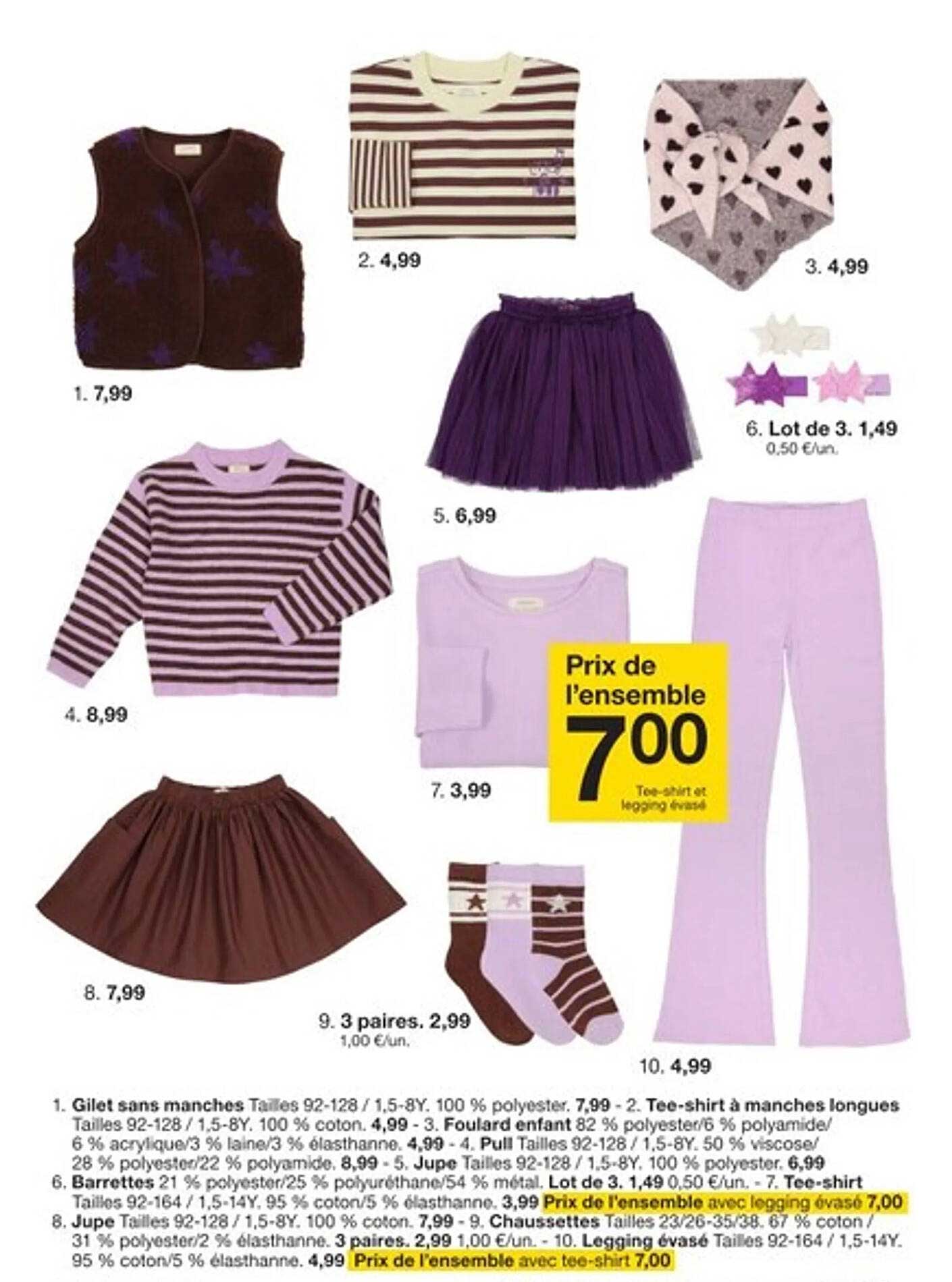 Prix de l'ensemble 7,00 Tee-shirt et legging évasé