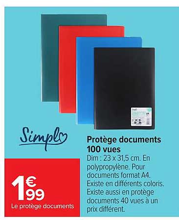 Protège documents 100 vues