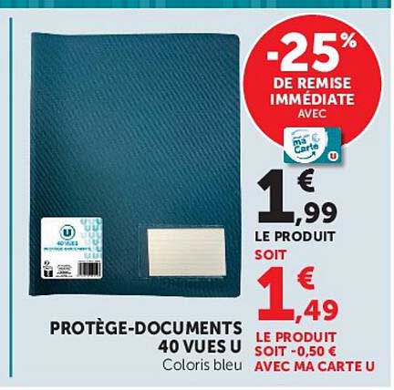 PROTÈGE-DOCUMENTS 40 VUES U