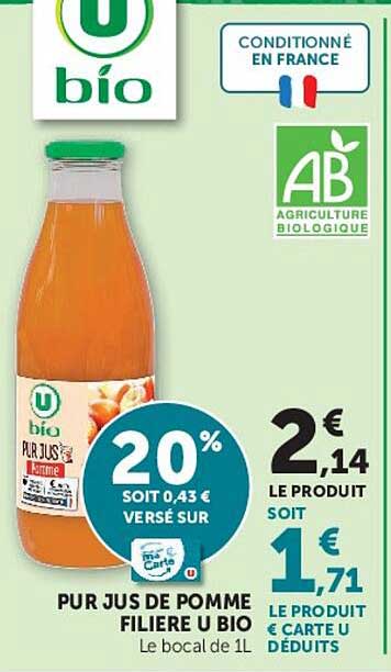 PUR JUS DE POMME FILIERE U BIO