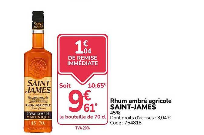 Rhum ambré agricole SAINT-JAMES