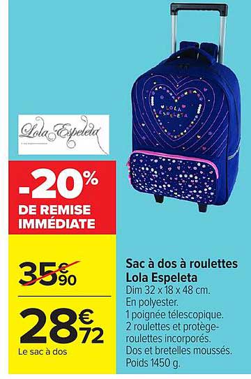 Sac à dos à roulettes Lola Espeleta