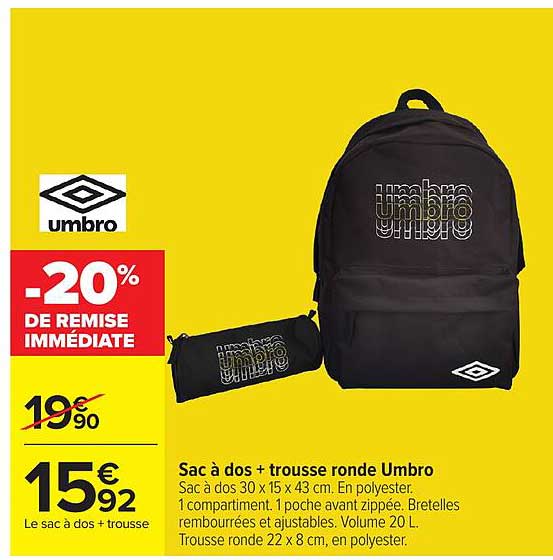 Sac à dos + trousse ronde Umbro