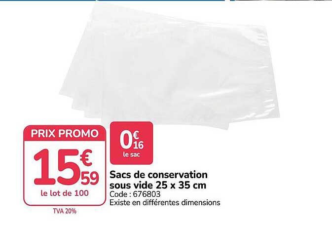 Sacs de conservation sous vide 25 x 35 cm