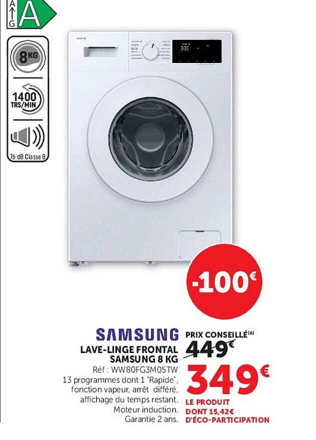 SAMSUNG LAVE-LINGE FRONTAL SAMSUNG 8 KG