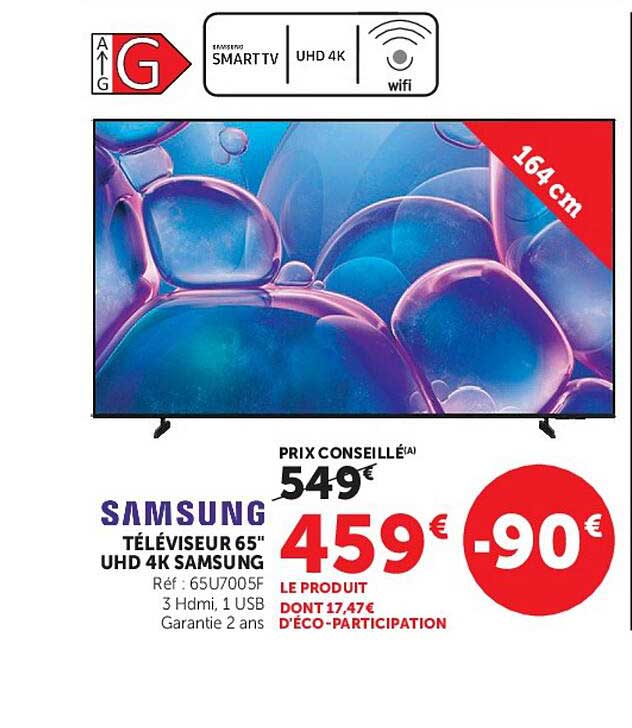 SAMSUNG TÉLÉVISEUR 65" UHD 4K SAMSUNG