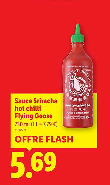 Sauce Sriracha hot chilli Flying Goose 730 ml (1 L = 7,79 €)