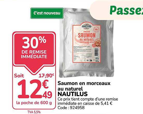Saumon en morceaux au naturel NAUTILUS