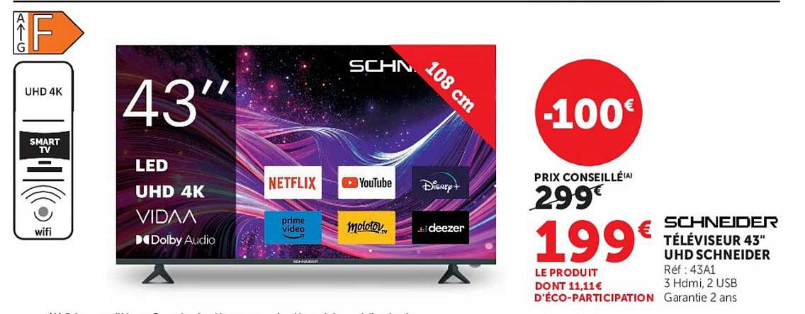 SCHNEIDER TÉLÉVISEUR 43" UHD SCHNEIDER
