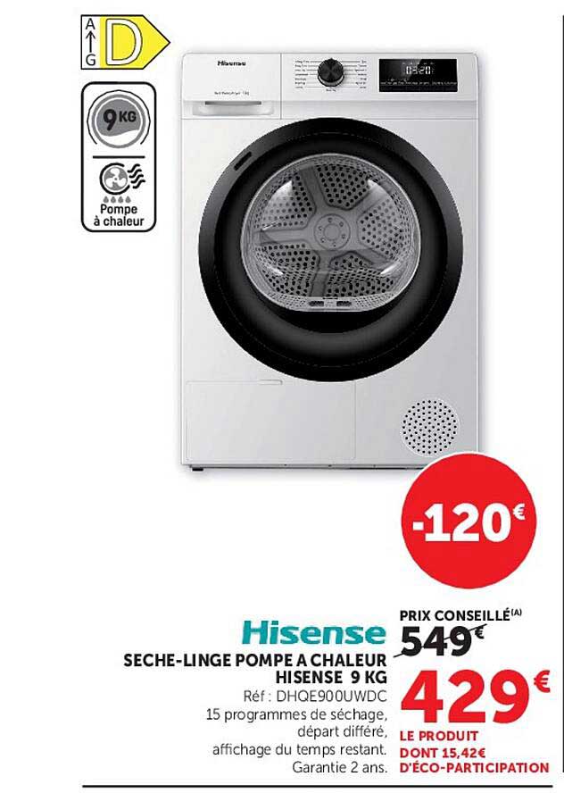 SÈCHE-LINGE POMPE À CHALEUR HISENSE 9 KG