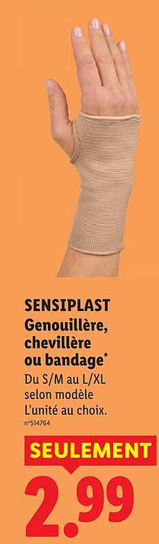 SENSIPLAST Genouillère, chevillère ou bandage* Du S/M au L/XL selon modèle L'unité au choix.
