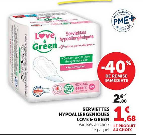 SERVIETTES HYPOALLERGENIQUES LOVE & GREEN