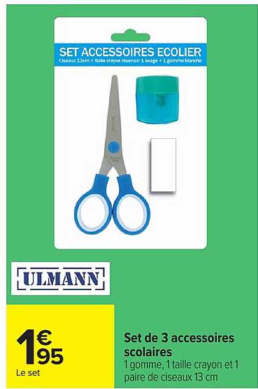 Set de 3 accessoires scolaires