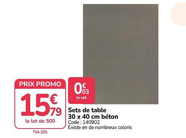 Sets de table 30 x 40 cm béton