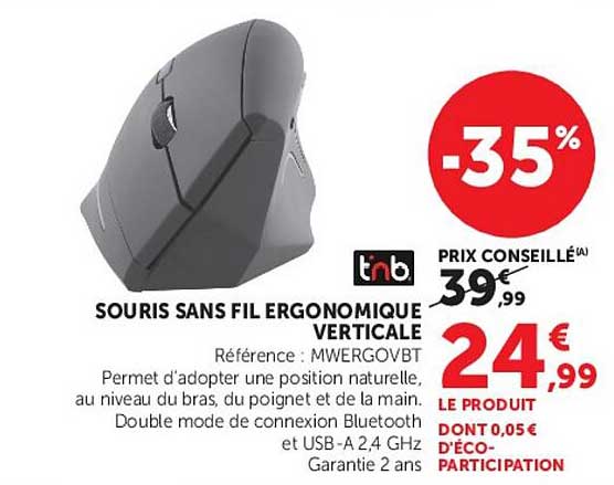 SOURIS SANS FIL ERGONOMIQUE VERTICALE