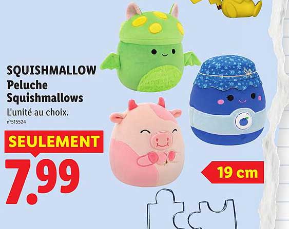 SQUISHMALLOW Peluche Squishmallows L’unité au choix.