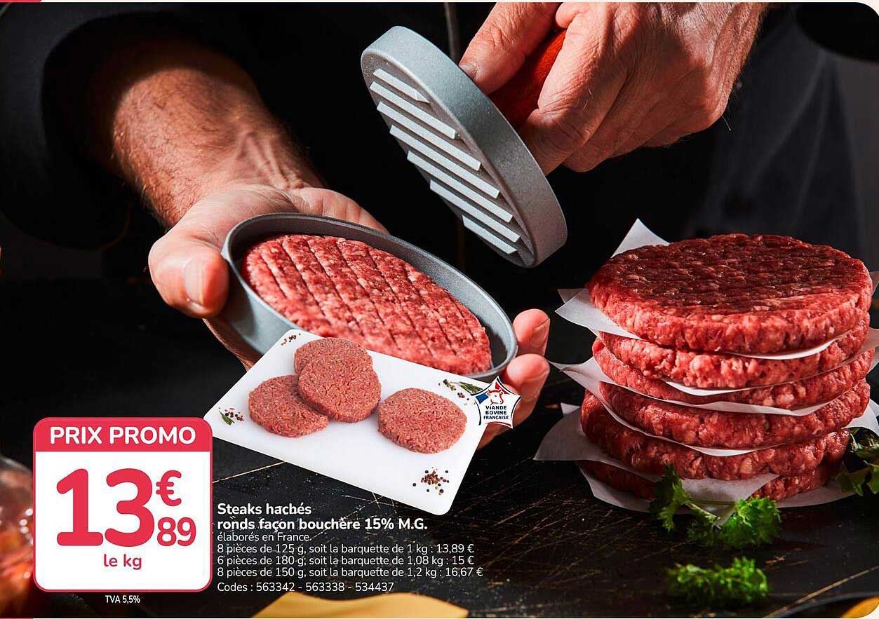 Steaks hachés ronds façon boucher 15% M.G.