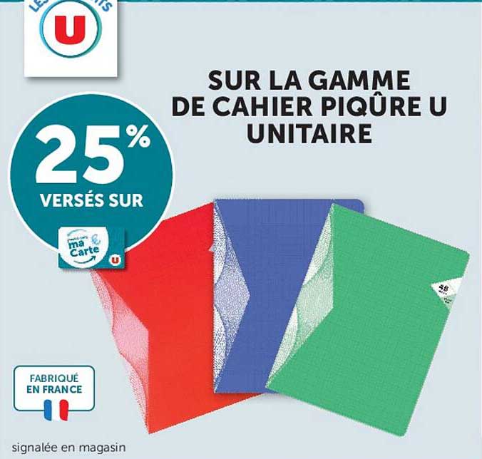 SUR LA GAMME DE CAHIER PIQÛRE U UNITAIRE