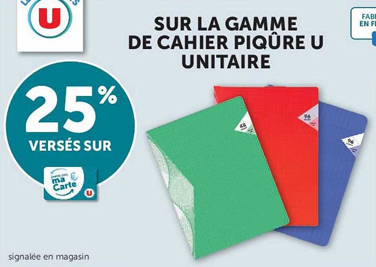 SUR LA GAMME DE CAHIER PIQÛRE U UNITAIRE