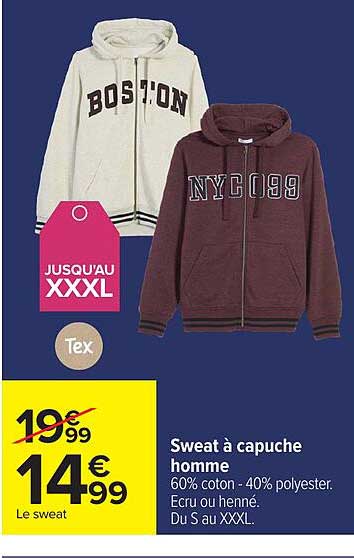 Sweat à capuche homme
