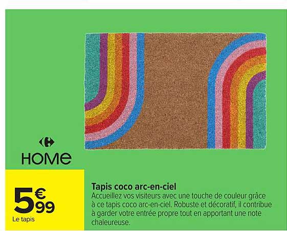 Tapis coco arc-en-ciel