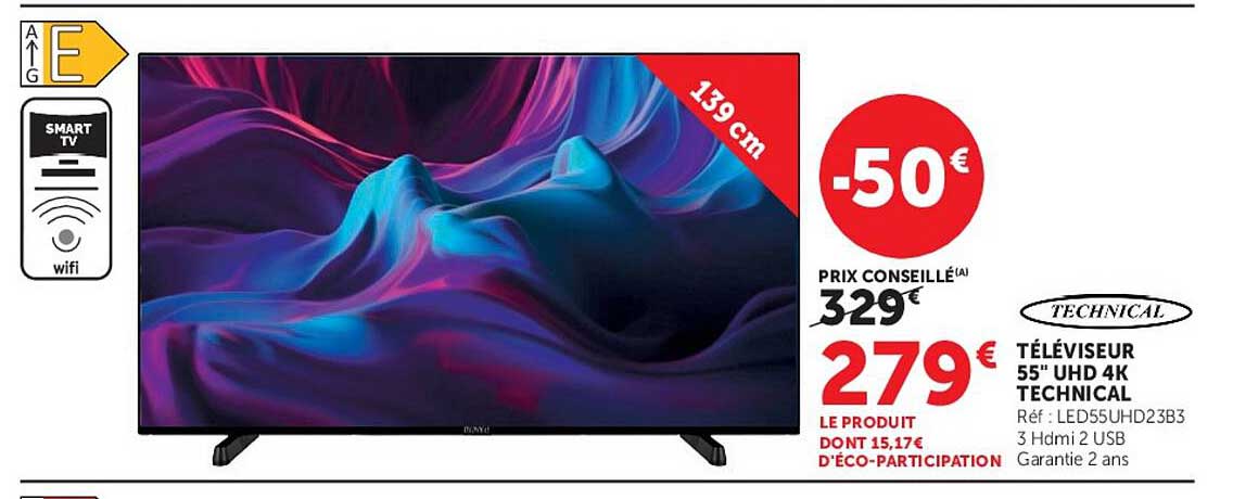 TÉLÉVISEUR 55" UHD 4K TECHNICAL