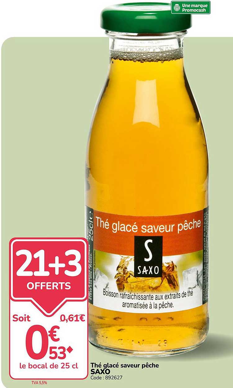 Thé glacé saveur pêche SAXO