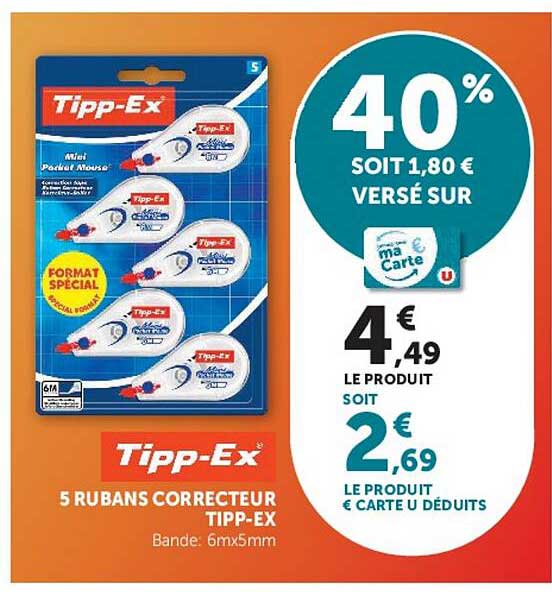 Tipp-Ex 5 rubans correcteur Tipp-Ex Bande: 6mx5mm