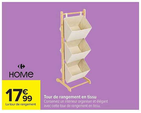 Tour de rangement en tissu