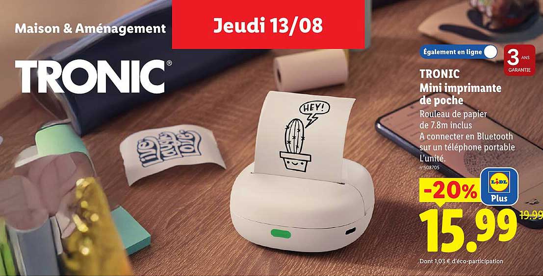 TRONIC Mini imprimante de poche