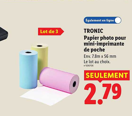 TRONIC Papier photo pour mini-imprimante de poche
