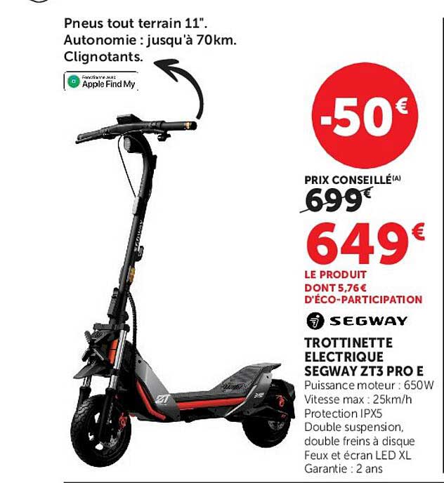 TROTTINETTE ELECTRIQUE SEGWAY ZT3 PRO E