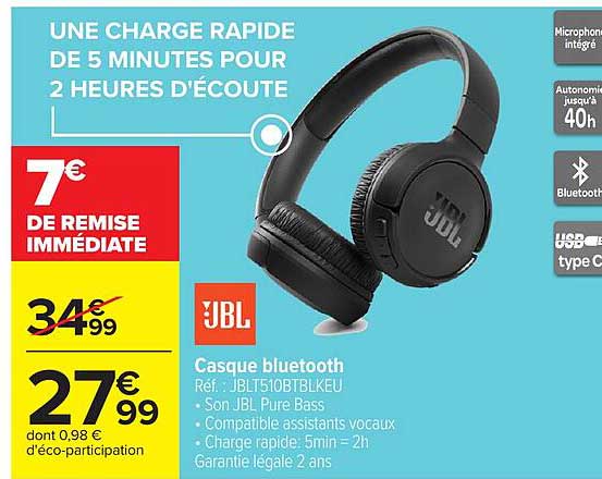 UNE CHARGE RAPIDE DE 5 MINUTES POUR 2 HEURES D'ÉCOUTE