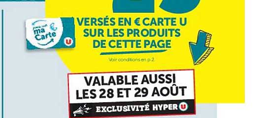 VERSÉS EN € CARTE U SUR LES PRODUITS DE CETTE PAGE