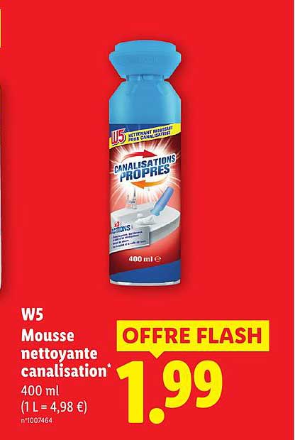 W5 Mousse nettoyante canalisation* 400 ml (1 L = 4,98 €) n°1007464