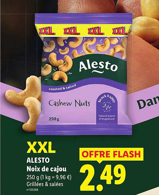 XXL ALESTO Noix de cajou 250 g (1 kg = 9,96 €) Grillées & salées