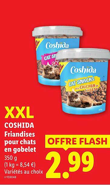 XXL COSHIDA Friandises pour chats en gobelet 350 g (1 kg = 8,54 €) Variétés au choix