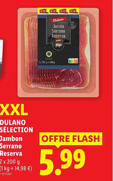 XXL DULANO SÉLECTION Jambon Serrano Reserva 2 x 200 g (1 kg = 14,98 €)