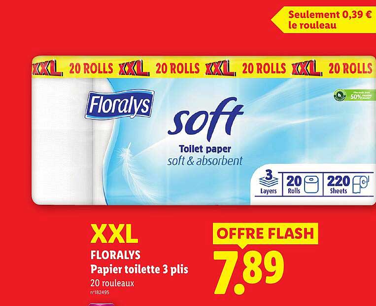 XXL FLORALYS Papier toilette 3 plis 20 rouleaux