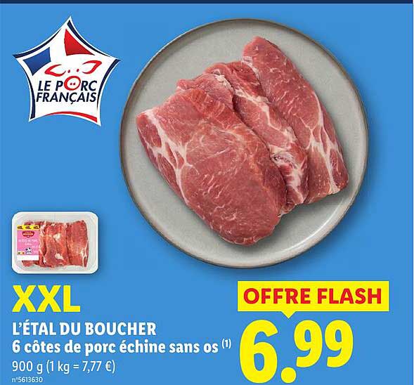 XXL L’ÉTAL DU BOUCHER 6 côtes de porc échine sans os