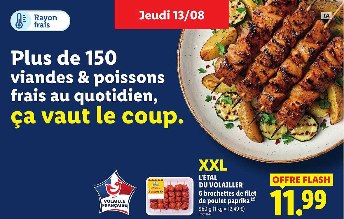 XXL L’ÉTAL DU VOLAILLER 6 brochettes de filet de poulet paprika