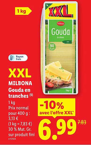 XXL MILBONA Gouda en tranches (5)