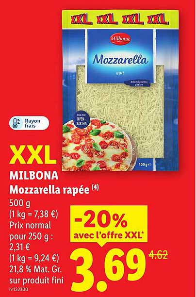 XXL MILBONA Mozzarella râpée (4)