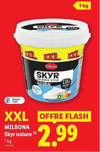 XXL OFFRE FLASH MILBONA Skyr nature (4) 1 kg